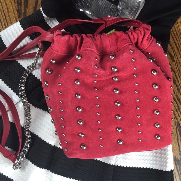 Sam Edelman Red Suede and Stud Crossbody Bag - Picture 2 of 8